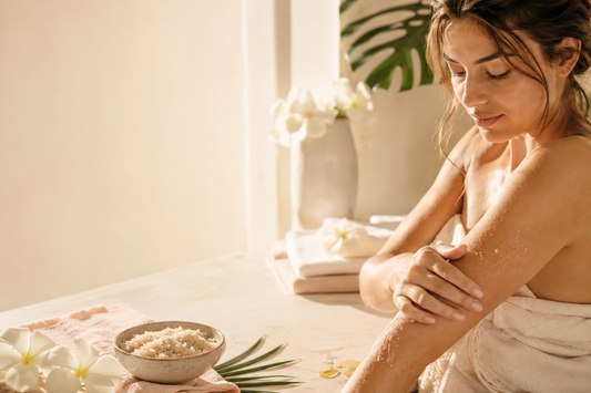 Femme appliquant un soin nourrissant sur une peau sèche et inconfortable